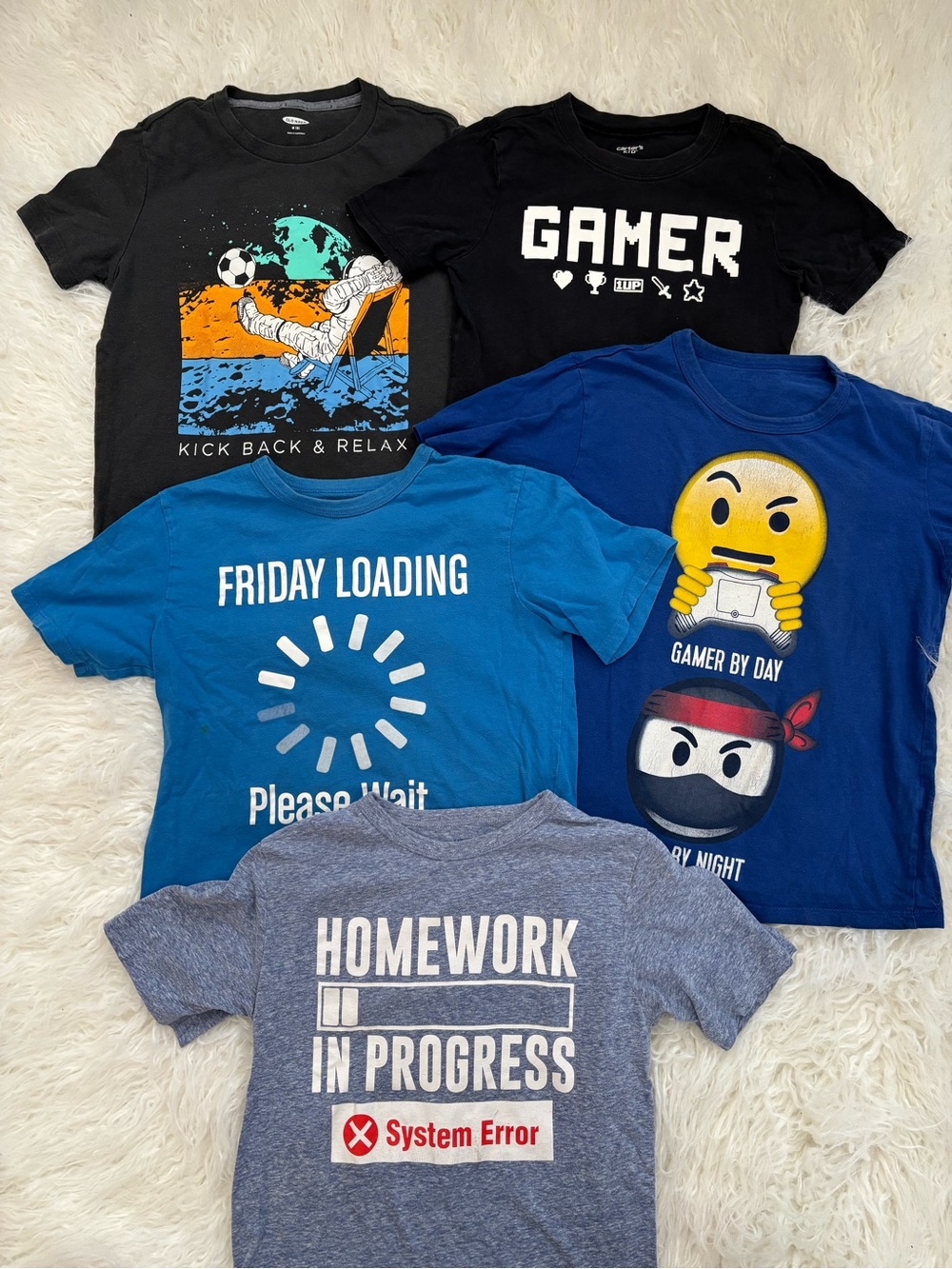 Bundle of 5 Kids' Graphic T-Shirts Pack size 7/8